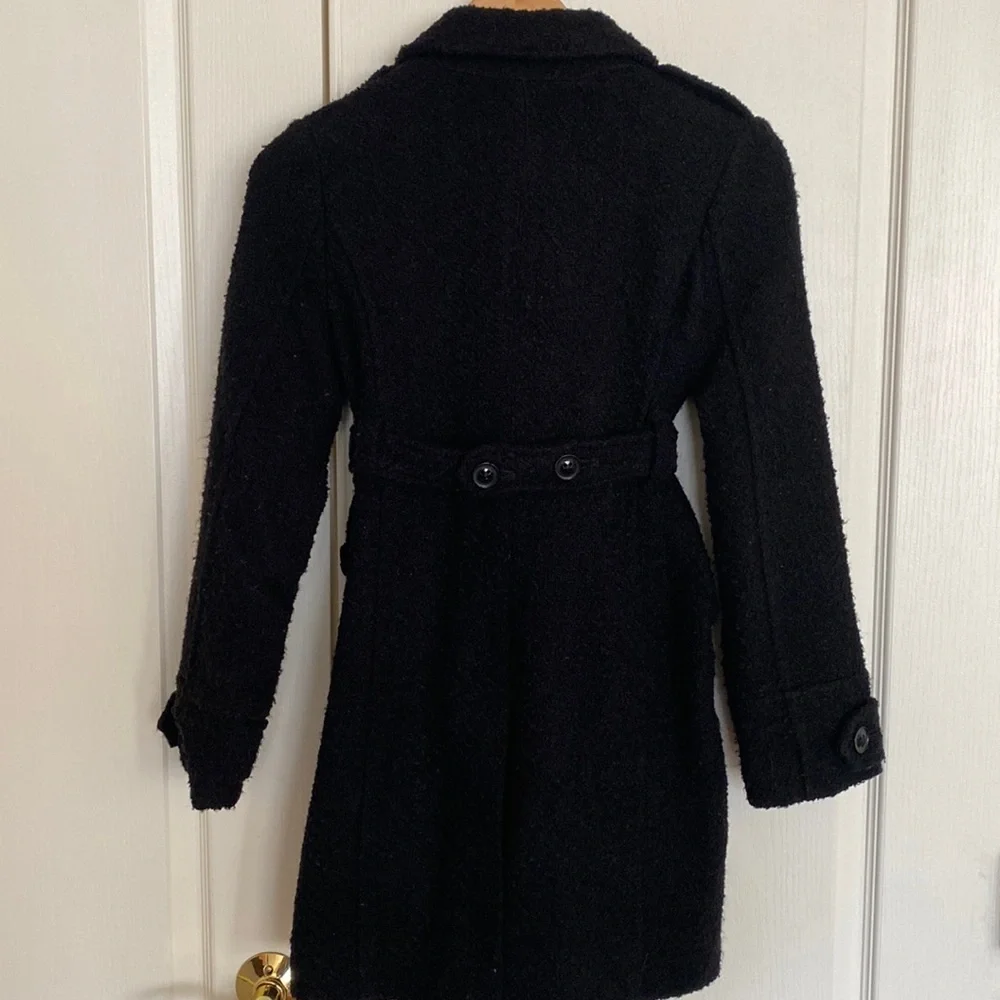 GAP Kids Black Bouclé Belted Pea Coat